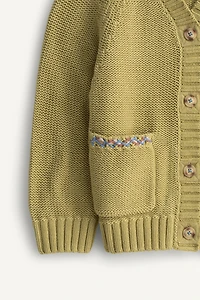 LIMITED EDITION EMBROIDERED TOPSTITCH KNIT CARDIGAN