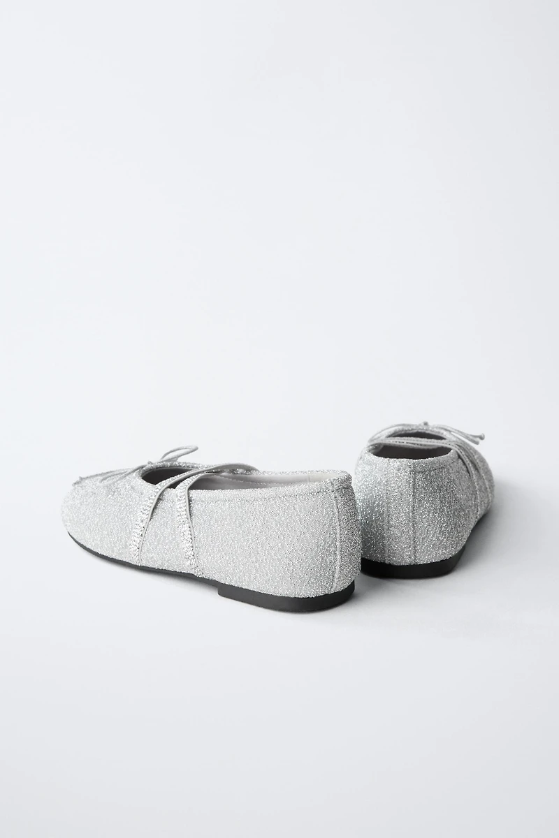 SILVER PARTY BALLET FLATS