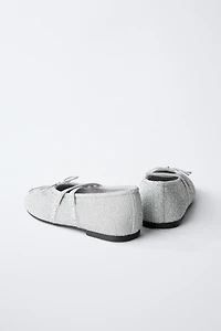 SILVER PARTY BALLET FLATS