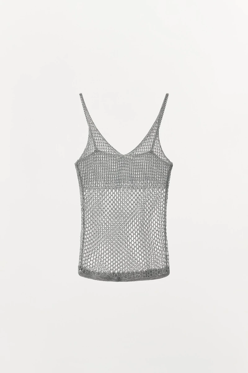RED METALLIC THREAD TOP