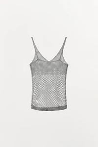 RED METALLIC THREAD TOP