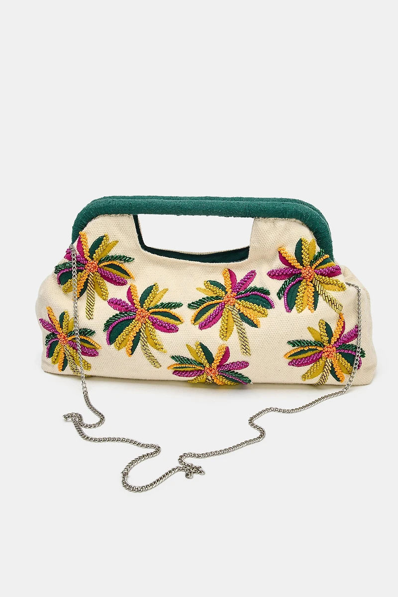 BEADED PRINT POUCH