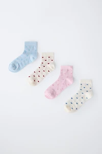 FOUR-PACK OF HEART ANKLE SOCKS