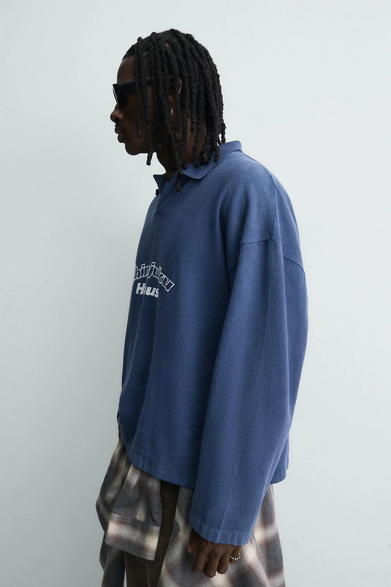 EMBROIDERED TEXTURED POLO SHIRT