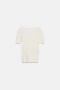 T-SHIRT CÔTELÉ DENTELLE