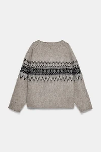 BRUSHED EFFECT JACQUARD KNIT JUMPER