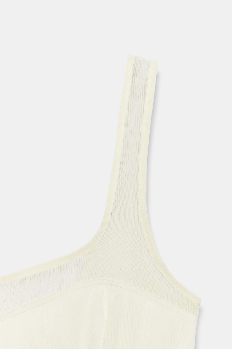 MIXED FABRIC CORSET-STYLE TOP
