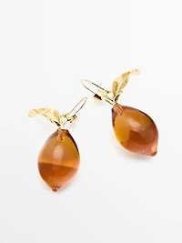 Glass amber teardrop earrings