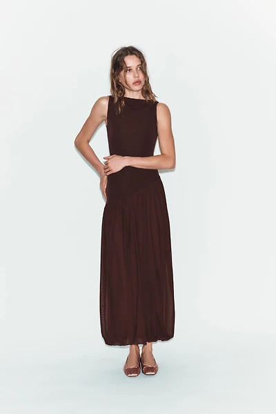 ROBE LONGUE BIMATIÈRE AVEC TULLE