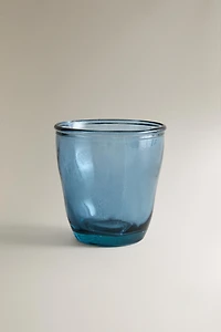 TRANSLUCENT BLUE GLASS TOOTHBRUSH TUMBLER