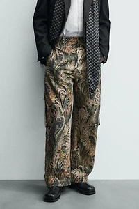 PAISLEY BARREL FIT CARGO PANTS
