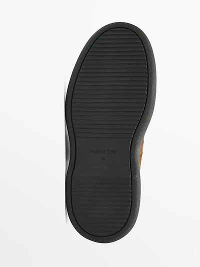 Moc toe split suede ankle boots