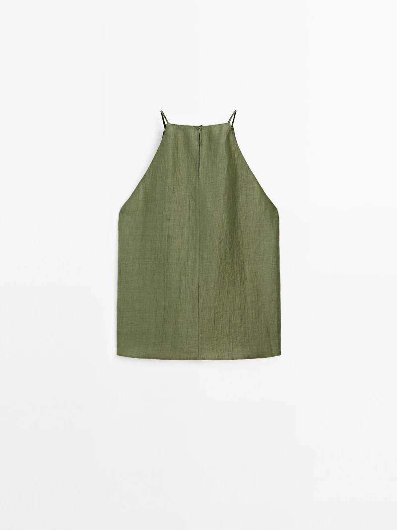 Linen blend halter top