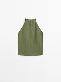 Linen blend halter top
