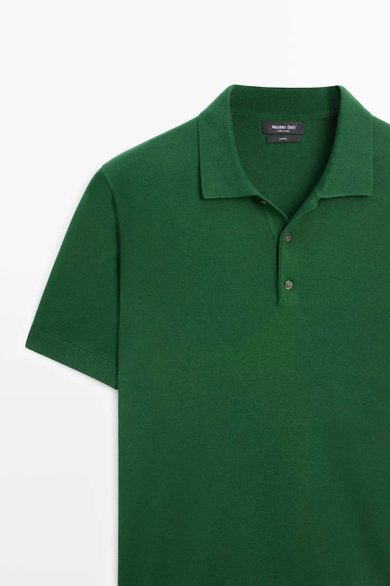 Pull polo en maille 100 % coton