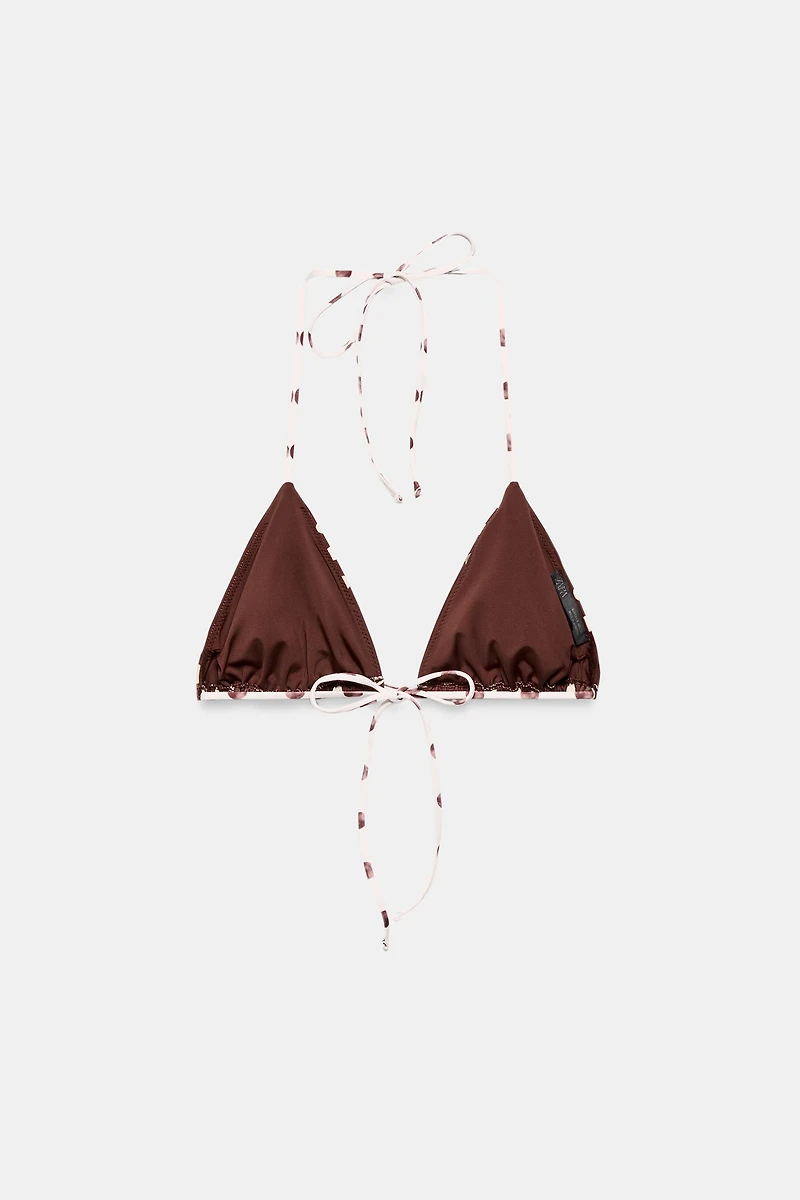 POLKA DOT PRINT TRIANGLE BIKINI TOP