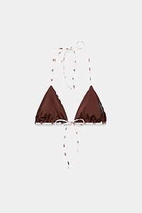 POLKA DOT PRINT TRIANGLE BIKINI TOP