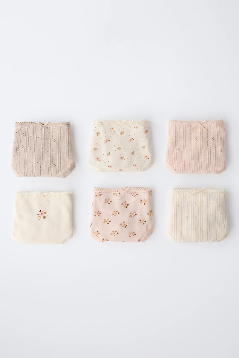 1 1/2-6 ANS/ LOT DE SIX CULOTTES IMPRIMÉES FLEURS