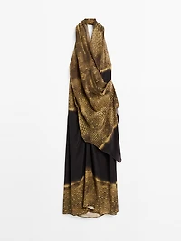 Printed halter-neck midi dress