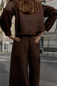DIE-CUT HEM FAUX SUEDE CULOTTES