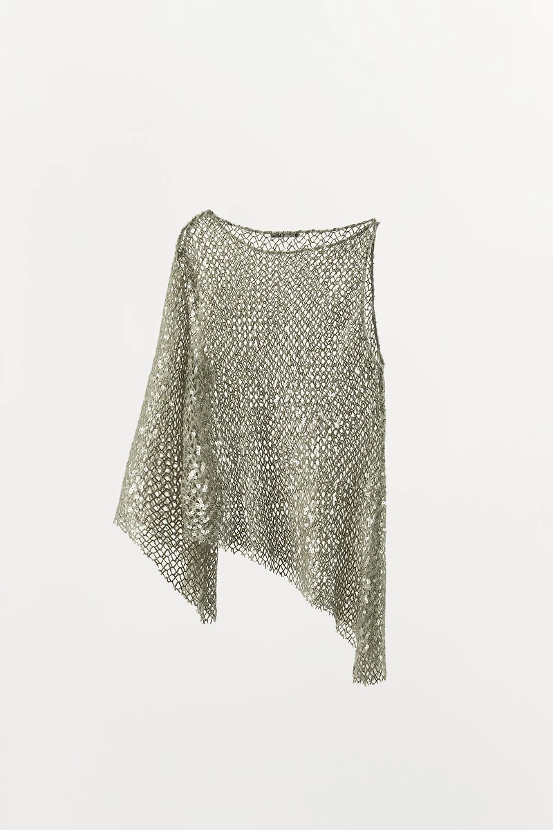 ASYMMETRIC SEQUIN TOP