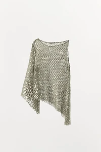 ASYMMETRIC SEQUIN TOP