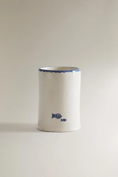 CERAMIC FISH TOOTHBRUSH HOLDER