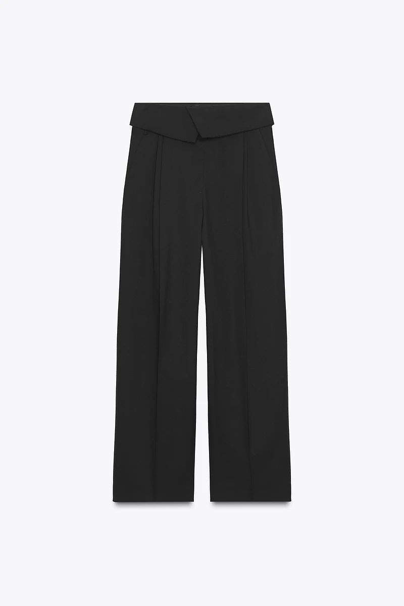ZW COLLECTION WOOL-BLEND FOLD-OVER WAIST PANTS