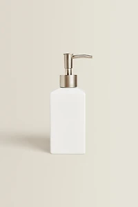 WHITE EARTHENWARE SOAP DISPENSER