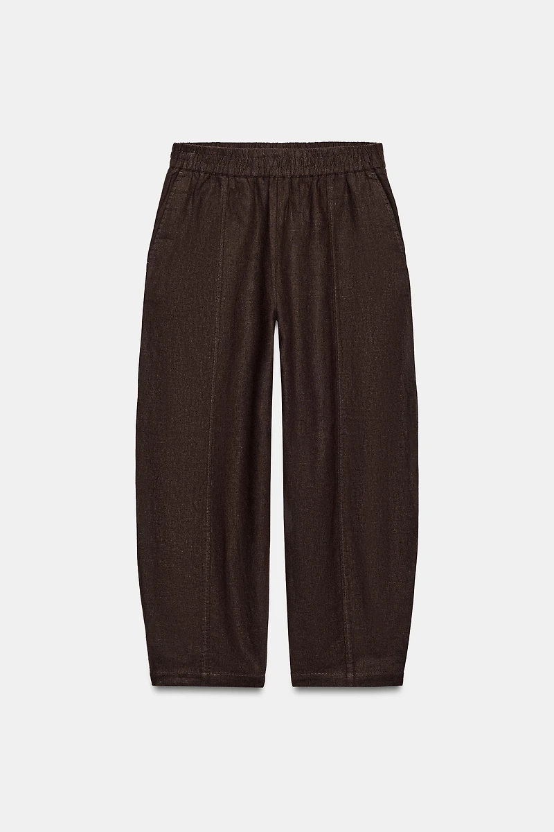 LINEN BARREL PANTS
