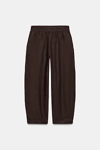 LINEN BARREL PANTS