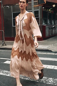 LACE COMBINATION BOW DRESS