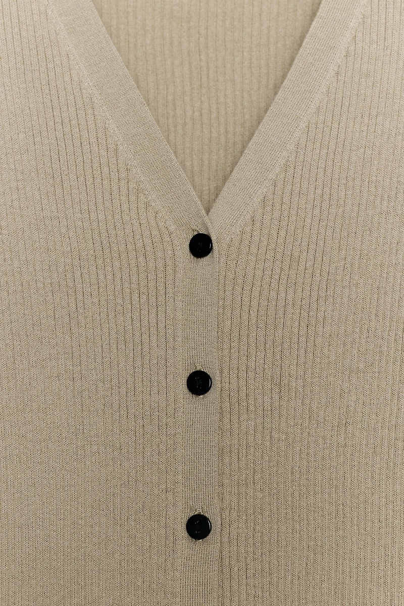 CONTRAST RIB CARDIGAN