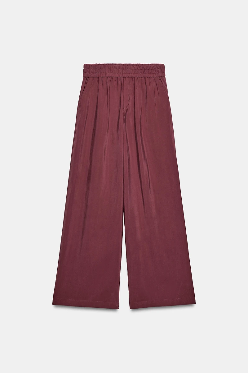 WIDE LEG ELASTIC WAIST PANTS
