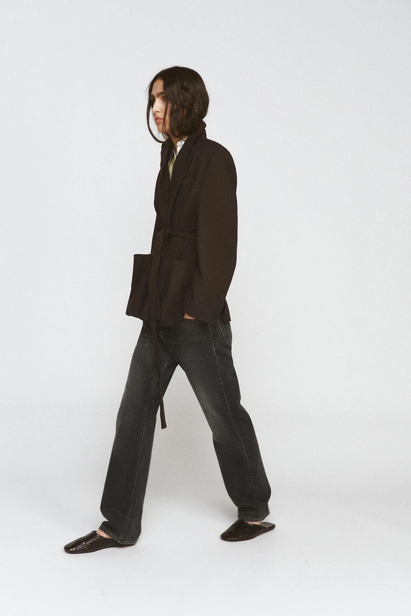 100% WOOL BELT BLAZER ZW COLLECTION LIMITED EDITION