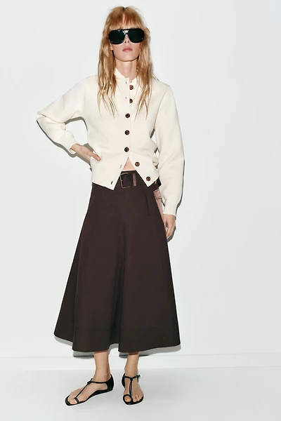 CONTRAST BUTTON KNIT CARDIGAN