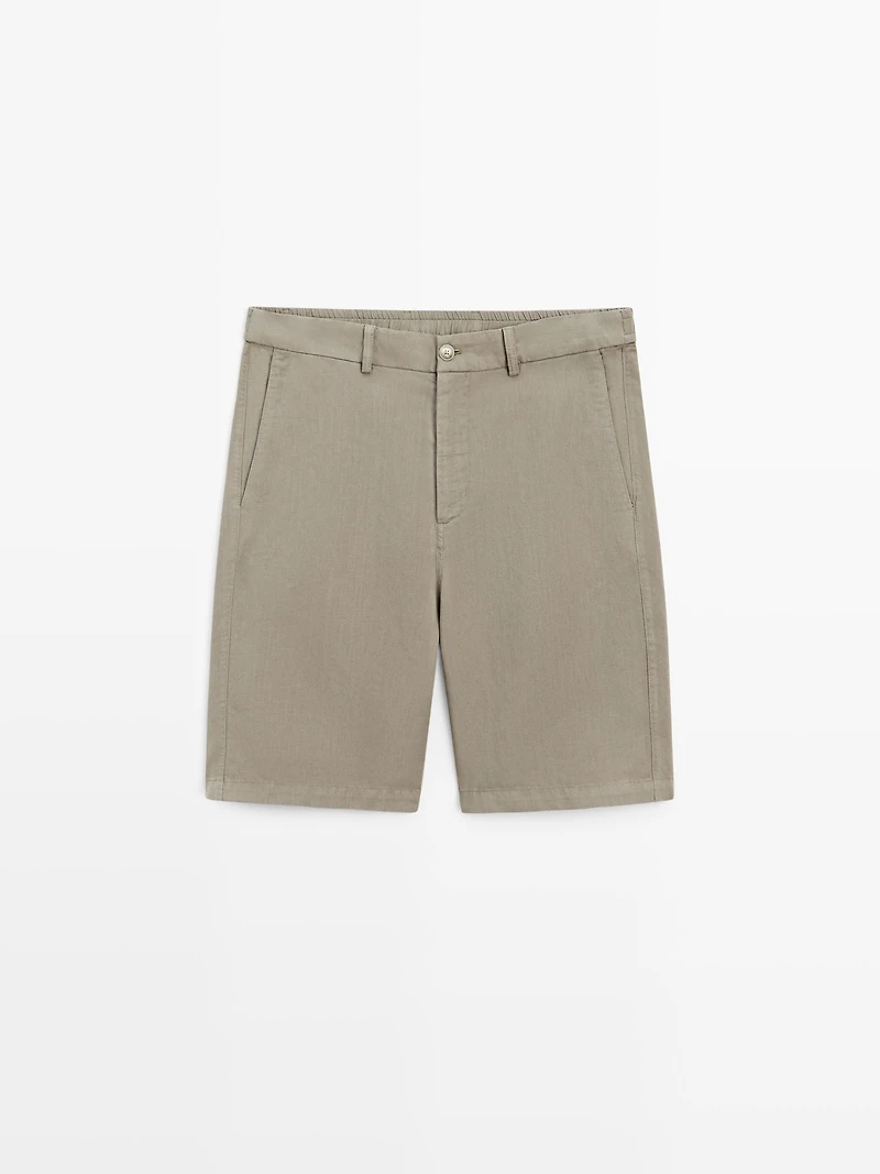 Linen blend Bermuda shorts
