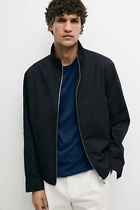 Veste à col montant en coton mélangé