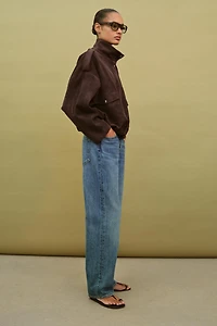 FAUX SUEDE JACKET WITH SHOULDER TABS