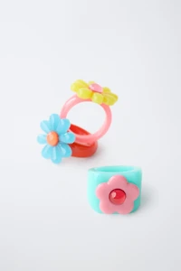LOT DE TROIS BAGUES FLEUR