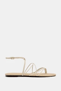 STRAPPY LEATHER FLAT SANDALS