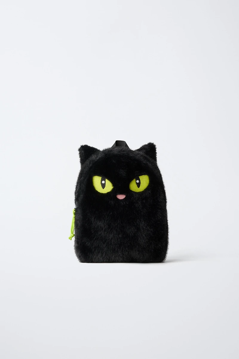 HALLOWEEN FAUX FUR CAT BACKPACK