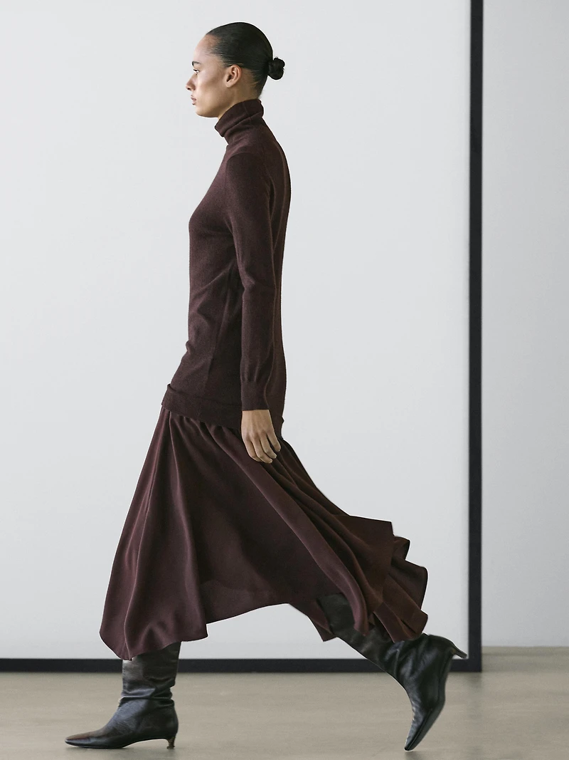 Wool blend knit dress with contrast detail