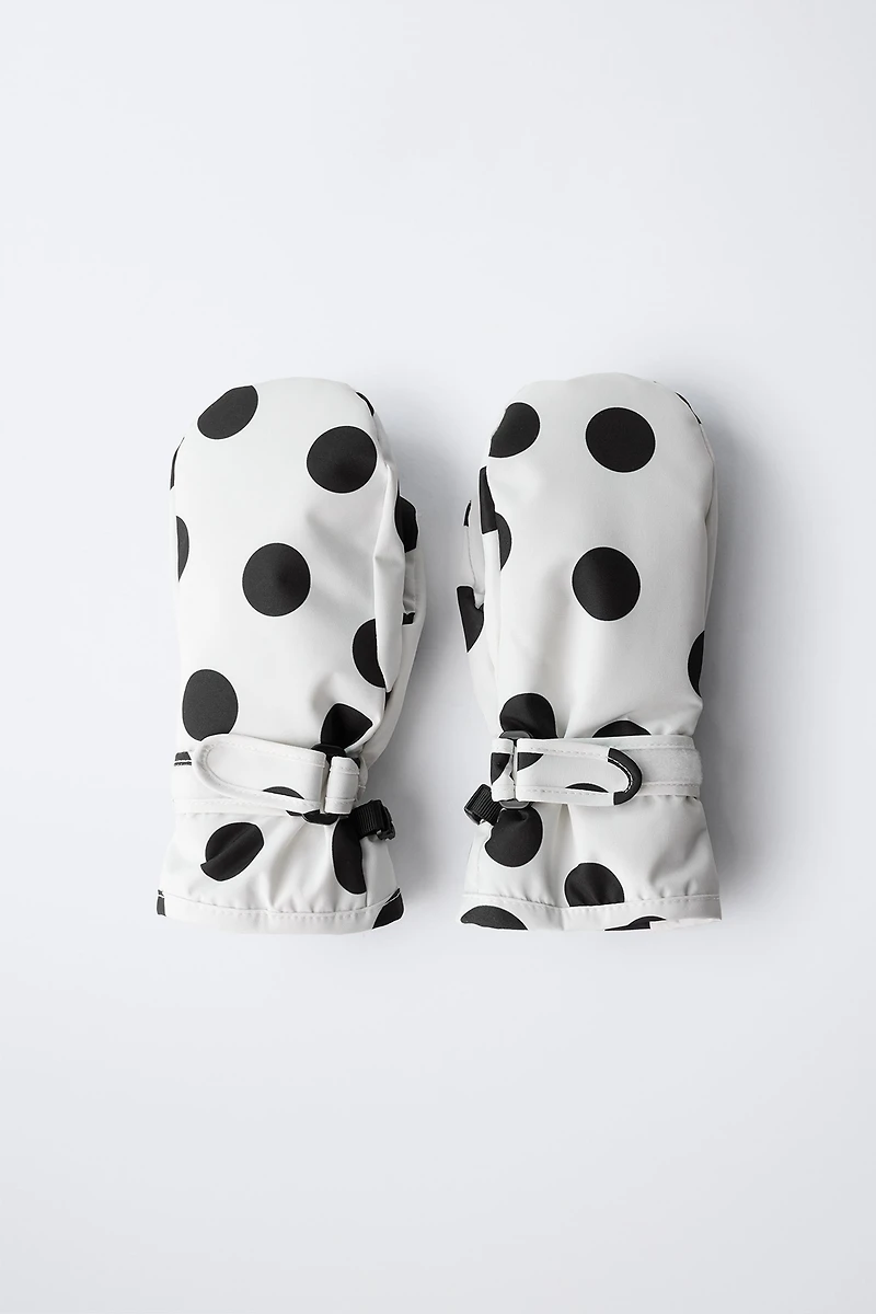 NYLON POLKA DOT WINDPROOF MITTENS