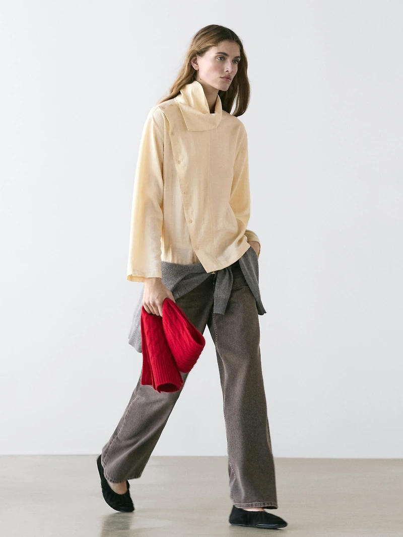 Asymmetric button-up shirt