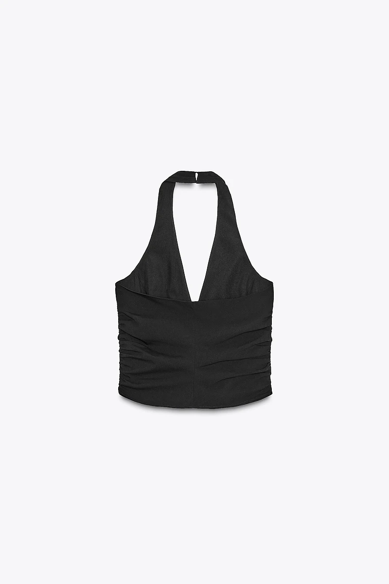 RUCHED HALTER VEST TOP