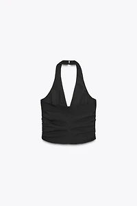 RUCHED HALTER VEST TOP
