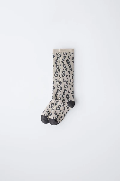 THERMAL ANIMAL PRINT LONG SOCKS