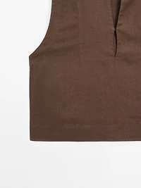 100% linen blouse with seam details