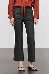 Rubberised cropped flare pants